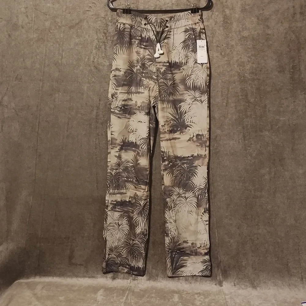 GUESS Lidia Printed Pants Caribe Breath Green Combo Small - Picture 2 of 5